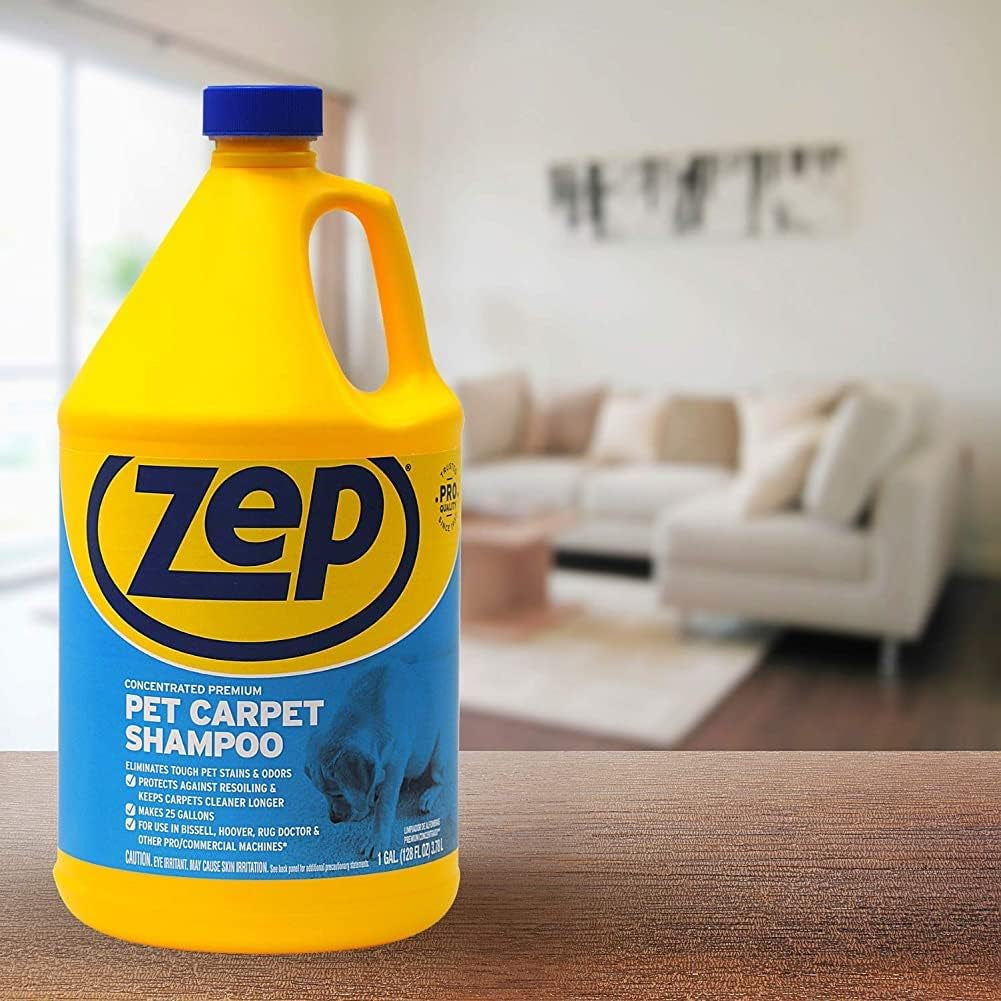 Premium Pet Carpet Shampoo - 1 Gallon (Case of 4) ZUPPC128 - Concentrated Pro Formula Removes Tough Pet Stains and Odors