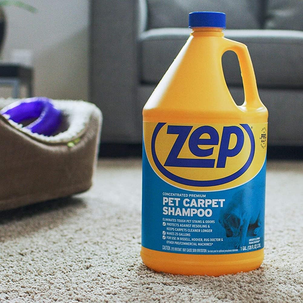 Premium Pet Carpet Shampoo - 1 Gallon (Case of 4) ZUPPC128 - Concentrated Pro Formula Removes Tough Pet Stains and Odors