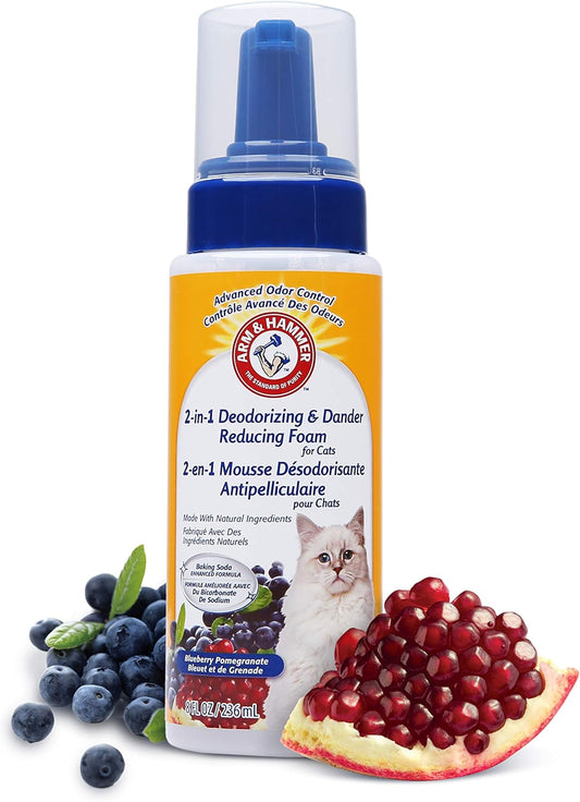 for Pets 2-In-1 Deodorizing & Dander Reducing Foam for Cats - Cat Dander Remover for Cat Dander and Cat Odors with Natural Ingredients and Baking Soda - Moisturize and Deodorize Cat Fur