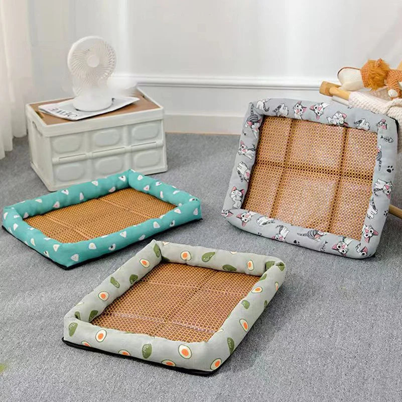 MADDEN Summer Cat Bed Lightweight Breathable Pet Rattan Mat Cat Nest Mat Ice Nest Dog Bed Cat Cool Nest Small Dogs